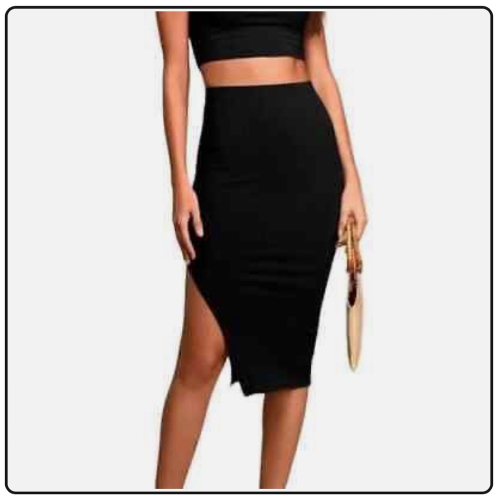 Lulu tan medium 3 piece skirt and top
